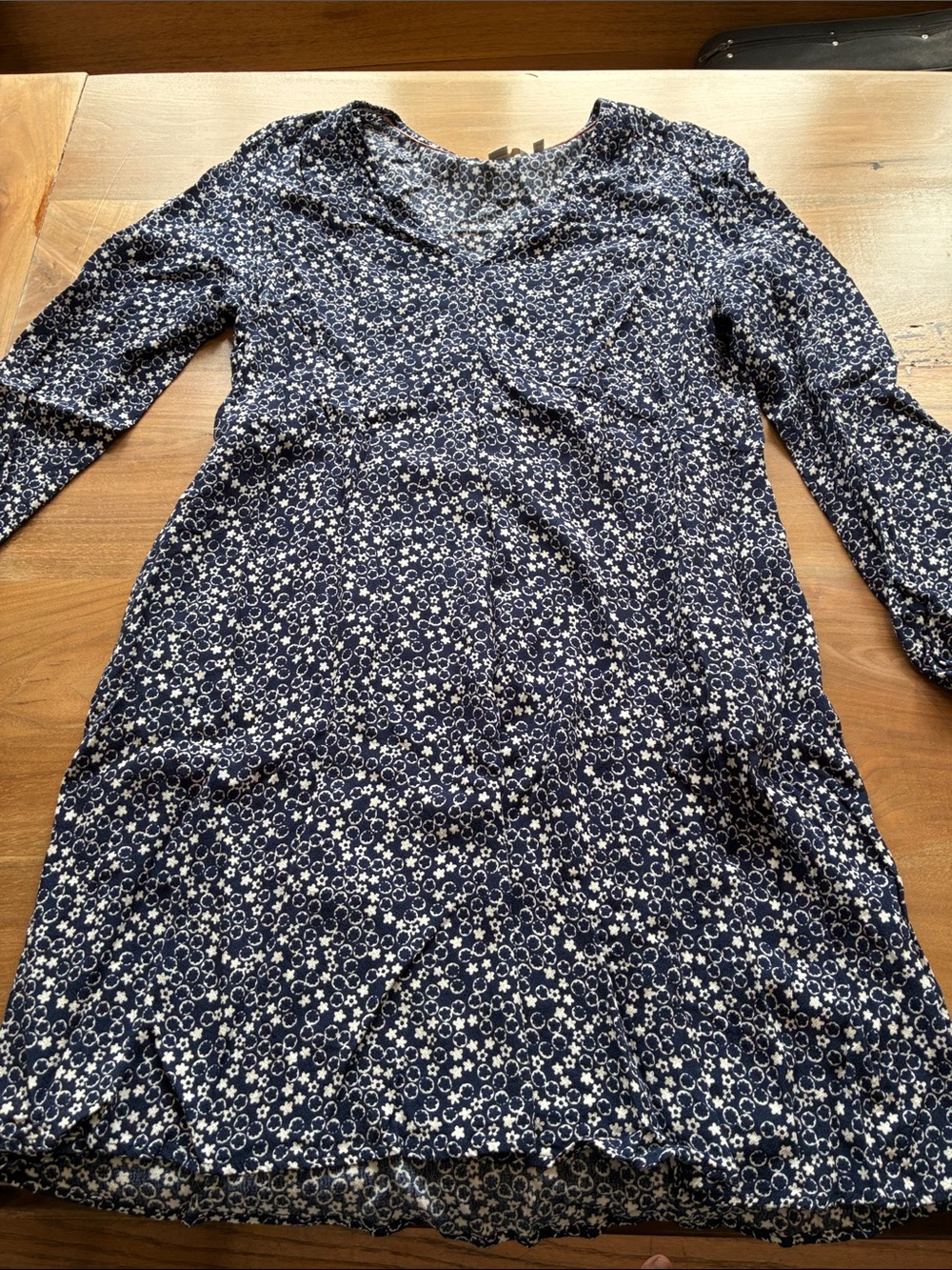 Boden Navy Blue Floral Long Sleeve Shift Dress size 12